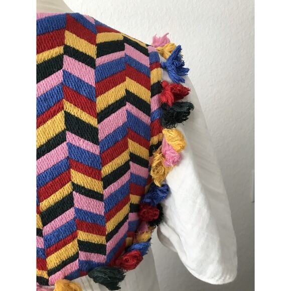 Anthropologie Whit Two Bette Flutter Sleeve Tasseled Mini Dress FLAW - Picture 10 of 12